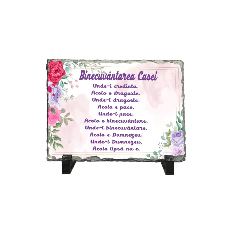 Binecuvantarea casei, piatra ardezie personalizata, cu mesaj model pa007